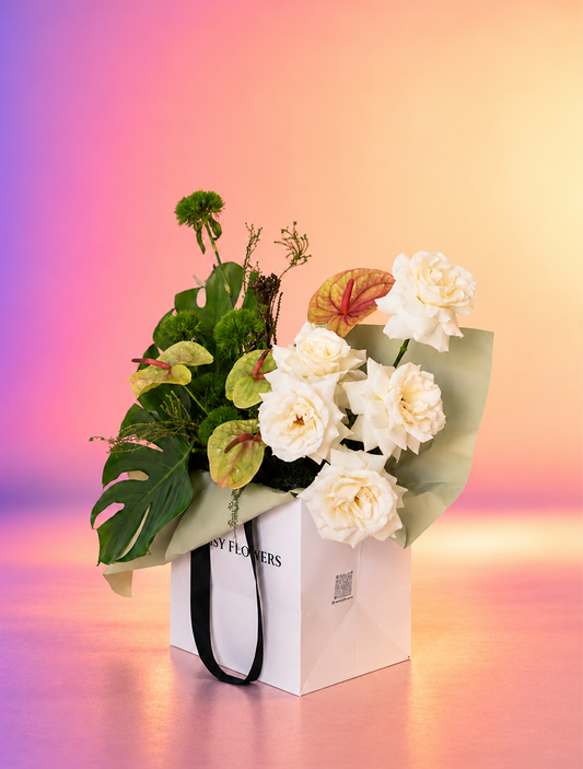 Ivory Elegance Anthurium & Rose