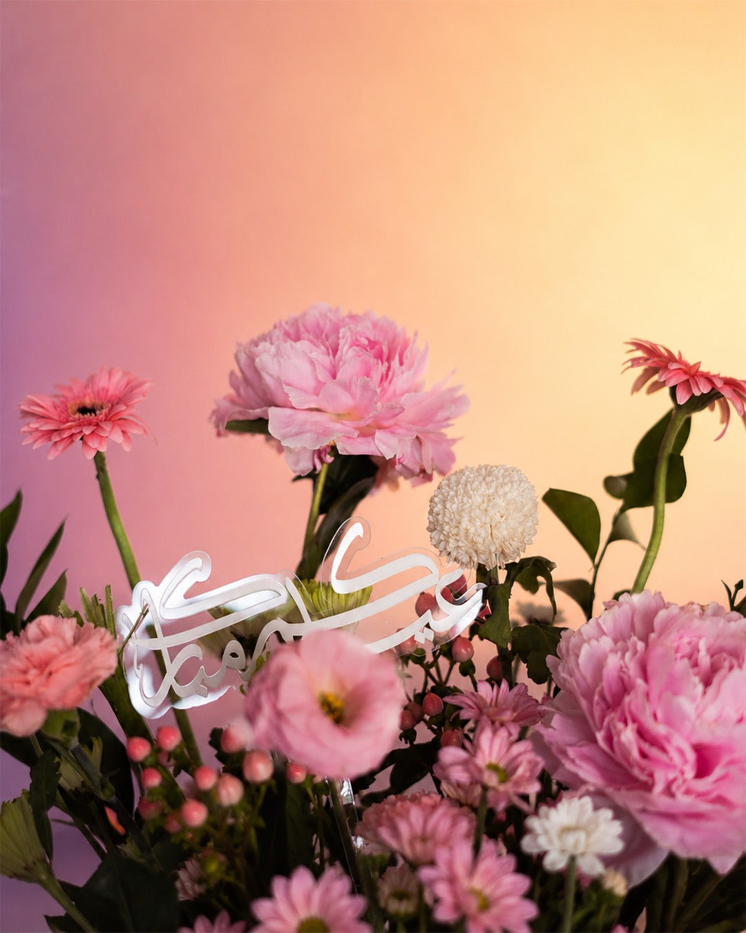 Peony Dreams flower vase arrangement with soft pink peonies in an elegant vase from Whimsy Flowers Abu Dhabi.
