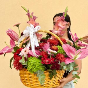 Blush Harmony Flower Basket